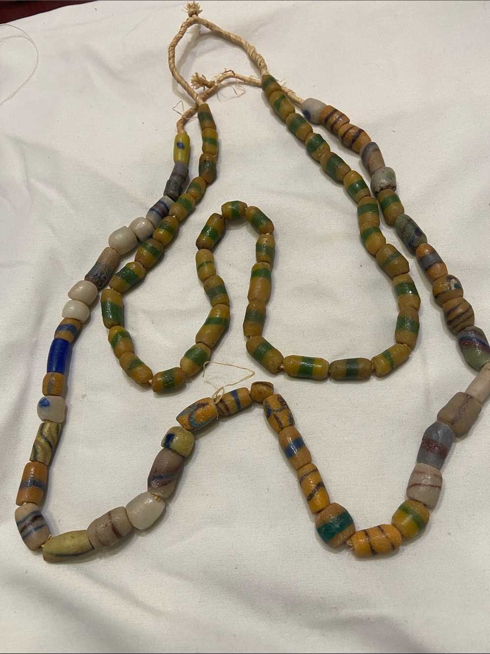 2 Strands Of Handmade African Sandstone Beads on Original Cord